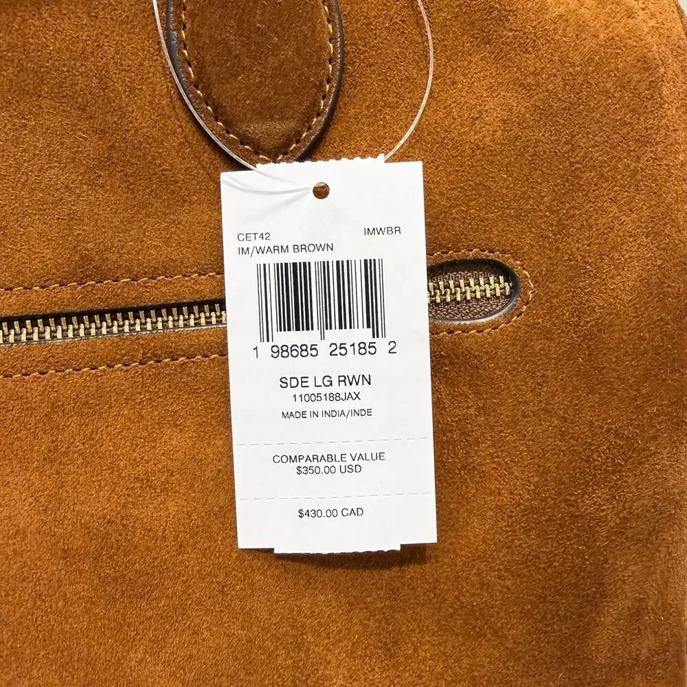NEW‼️Coach Rowan Large Satchel Bag CET42 suede/Gold/Warm Brown